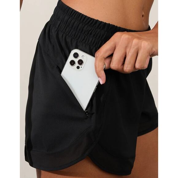 NEW ATHLETA MESH RACER RUN MID RISE 4 SHORT BLACK SIZE M - Picture 2 of 10